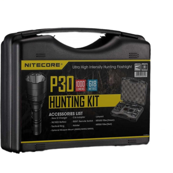 Охотничий комплект NITECORE P30 с зарядкой I2, NL183, фильтрами и RSW1 16107
